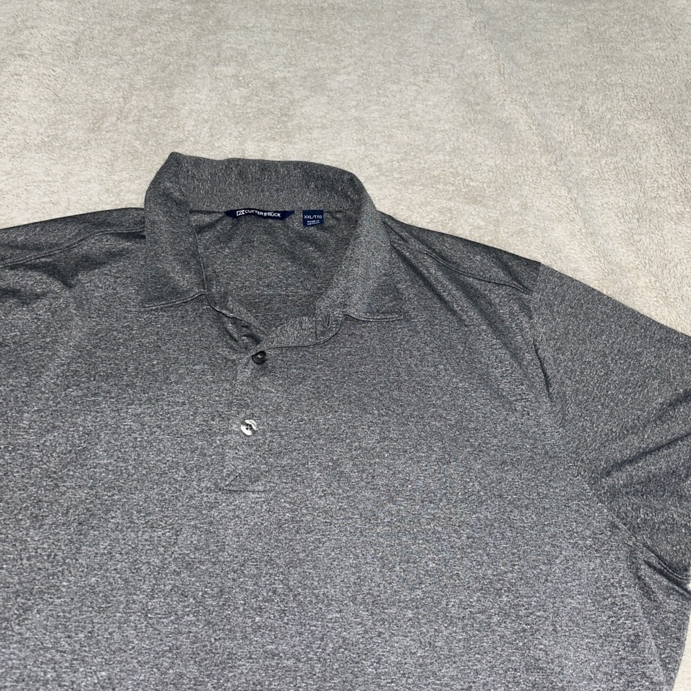 Cutter & Buck Men's Breathable Collared Gray Short Sleeve T-shirt Size XXL/TTG